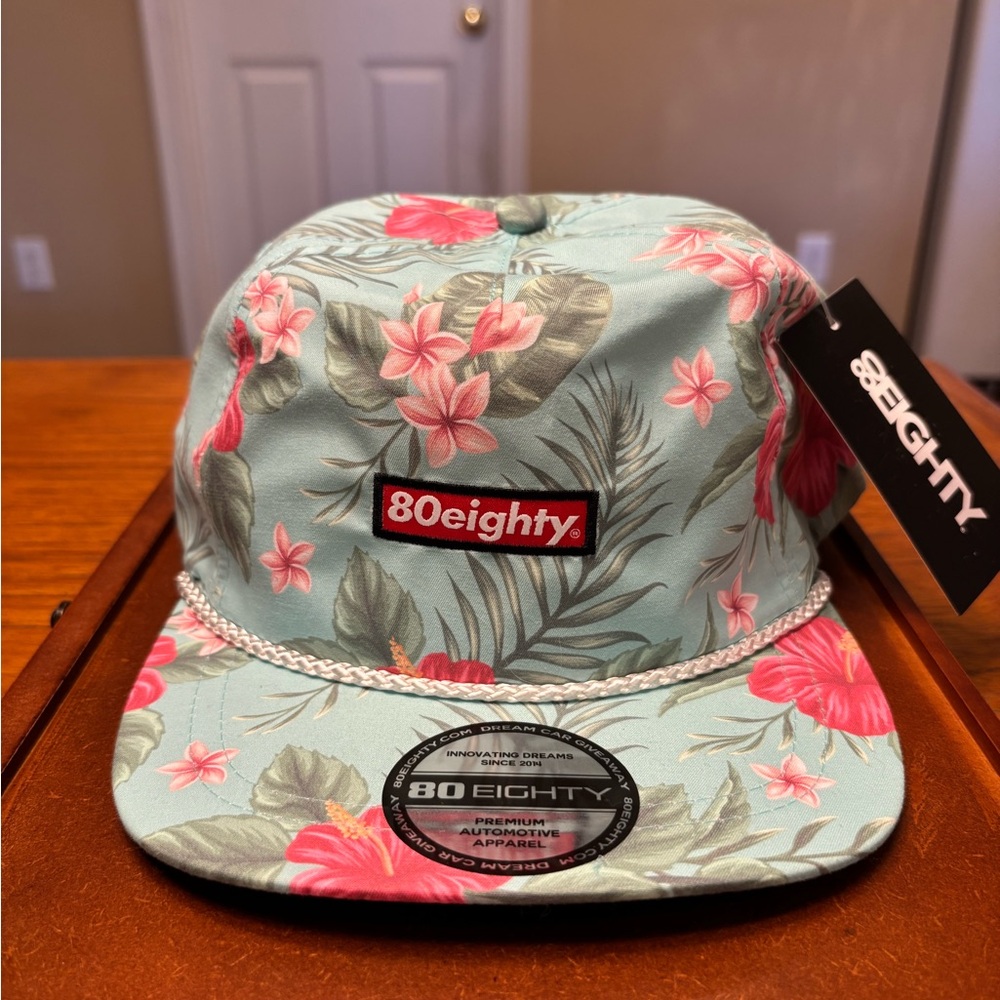 80Eighty Tropical Floral Snapback Hat – Teal/Pink – NWT